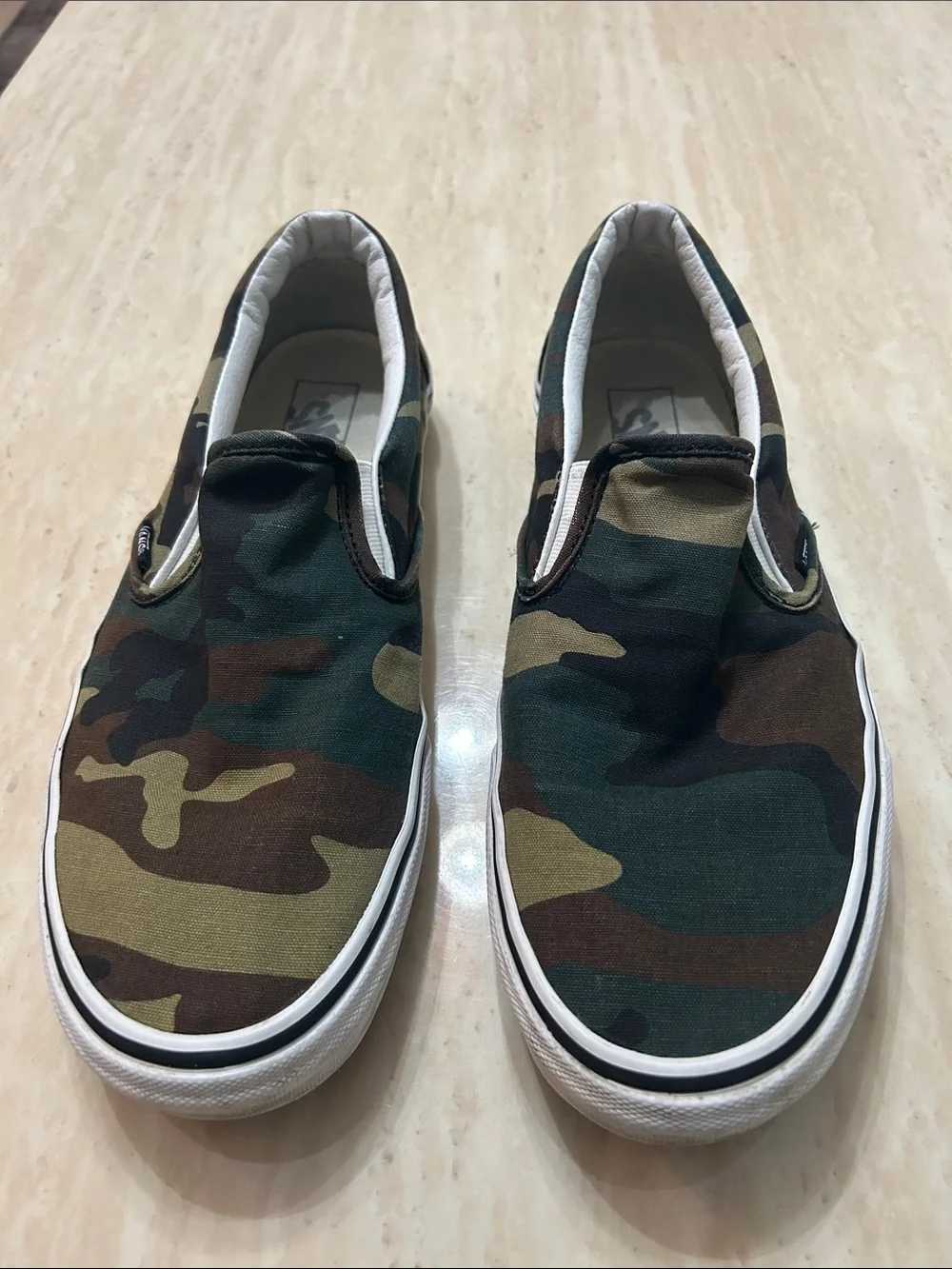 Vans Woodland Camo Slip-On Sneakers - Green & Brown